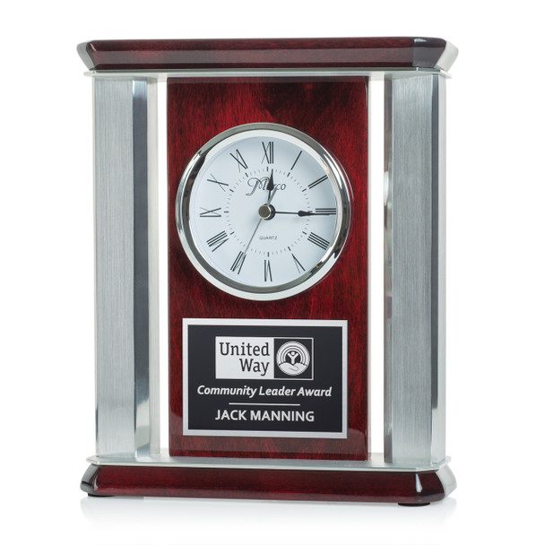 Columned Pianowood Mantle Clock
