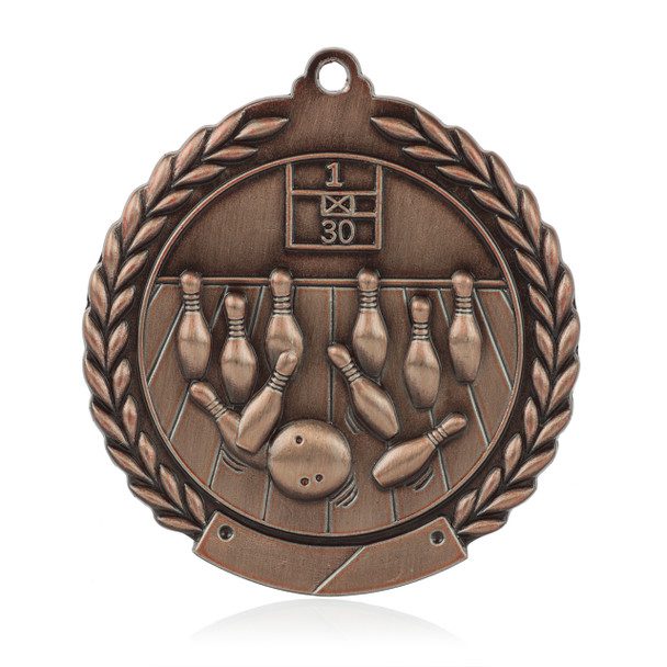 保齡球 1 3/4 英寸花環獎牌 Bowling 1 3/4" Wreath Medal